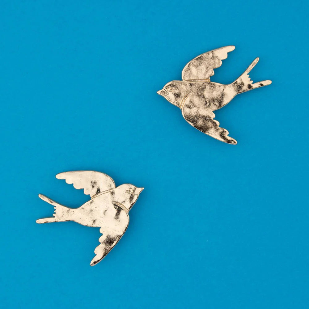 Pendientes acero golondrinas.