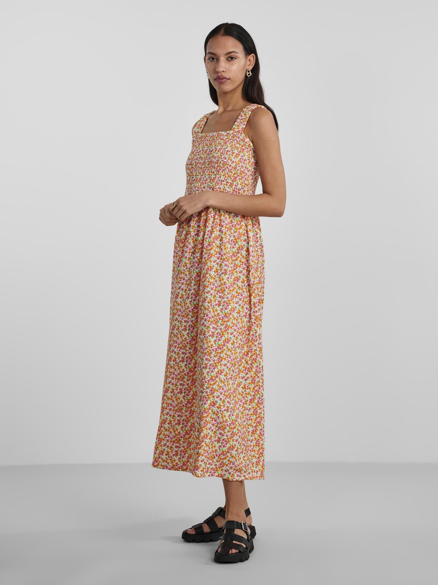 Vestido maxi estampado.