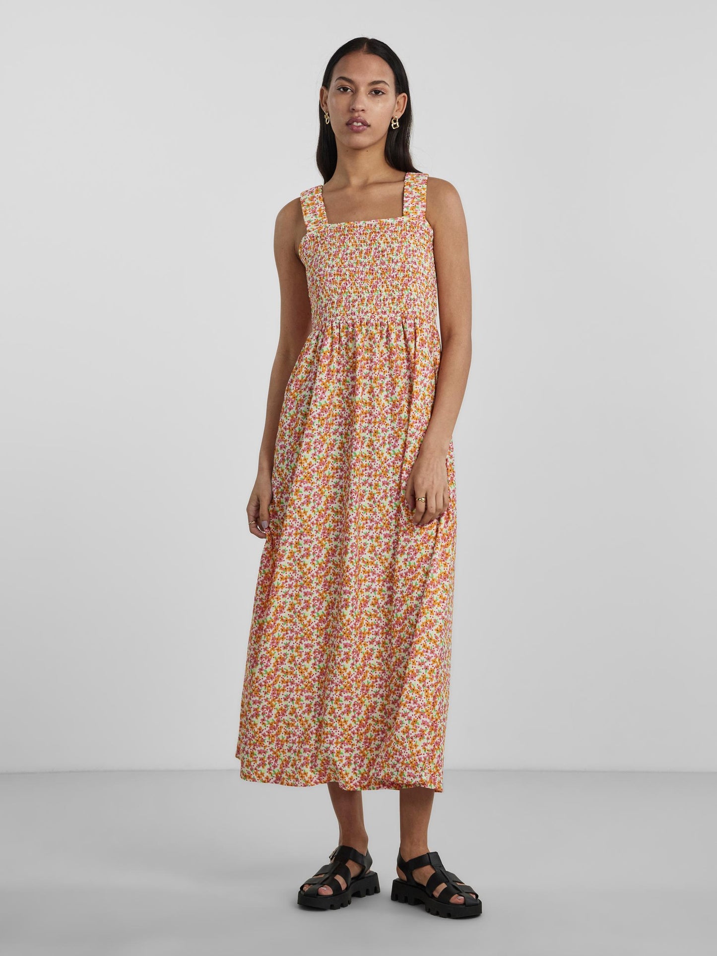 Vestido maxi estampado.