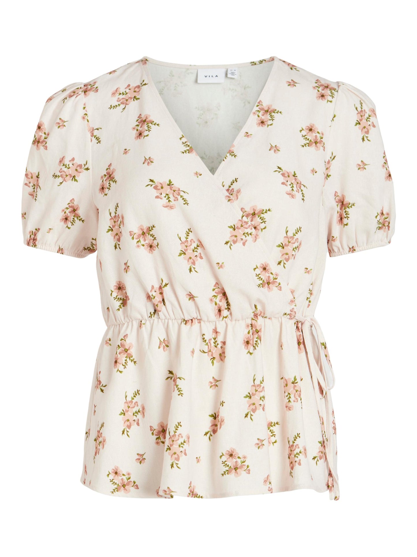 Top floral con lino.