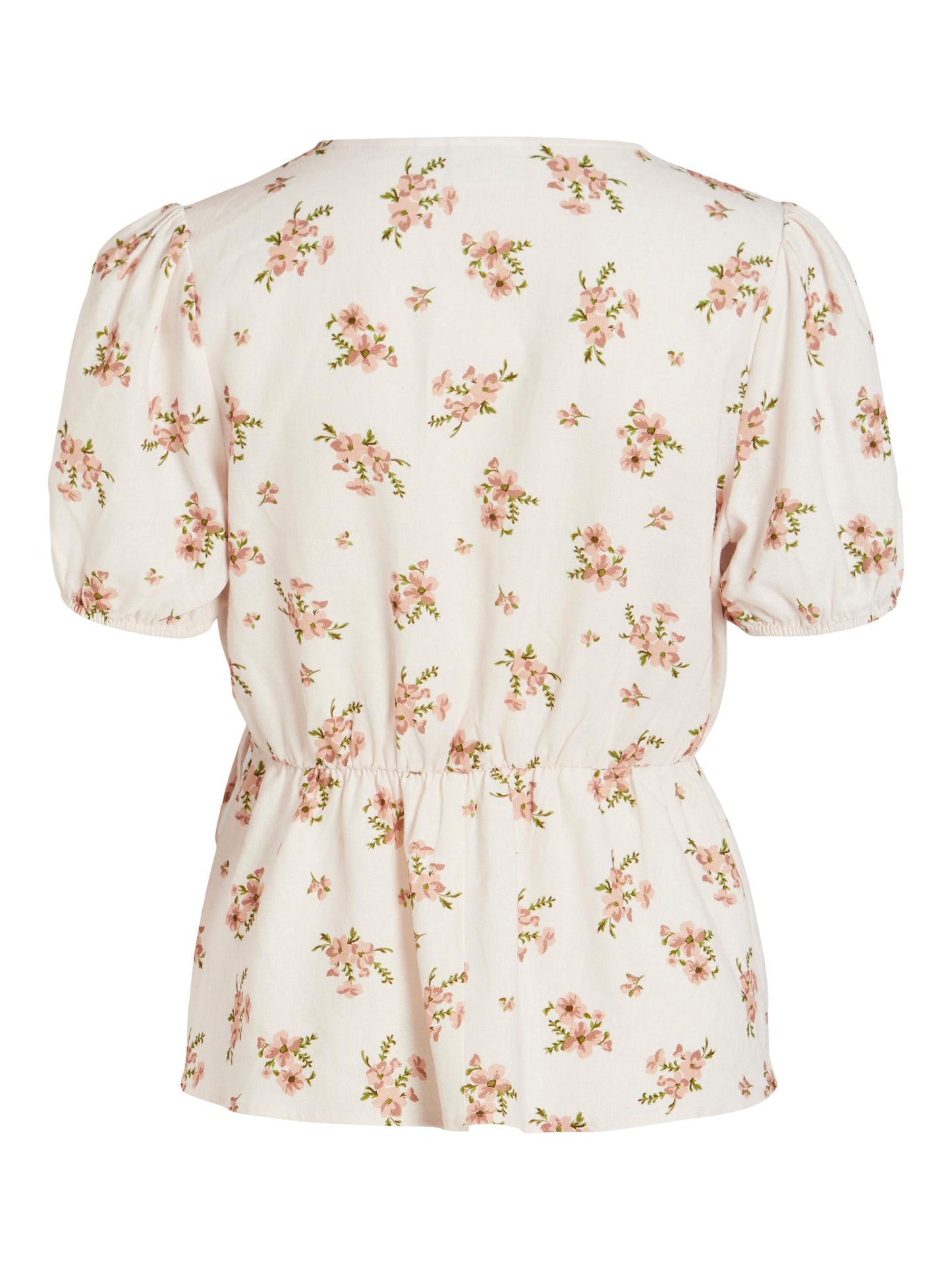 Top floral con lino.
