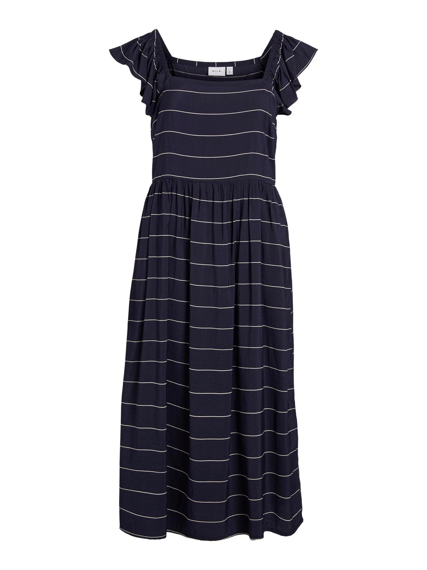 Vestido maxi a rayas.