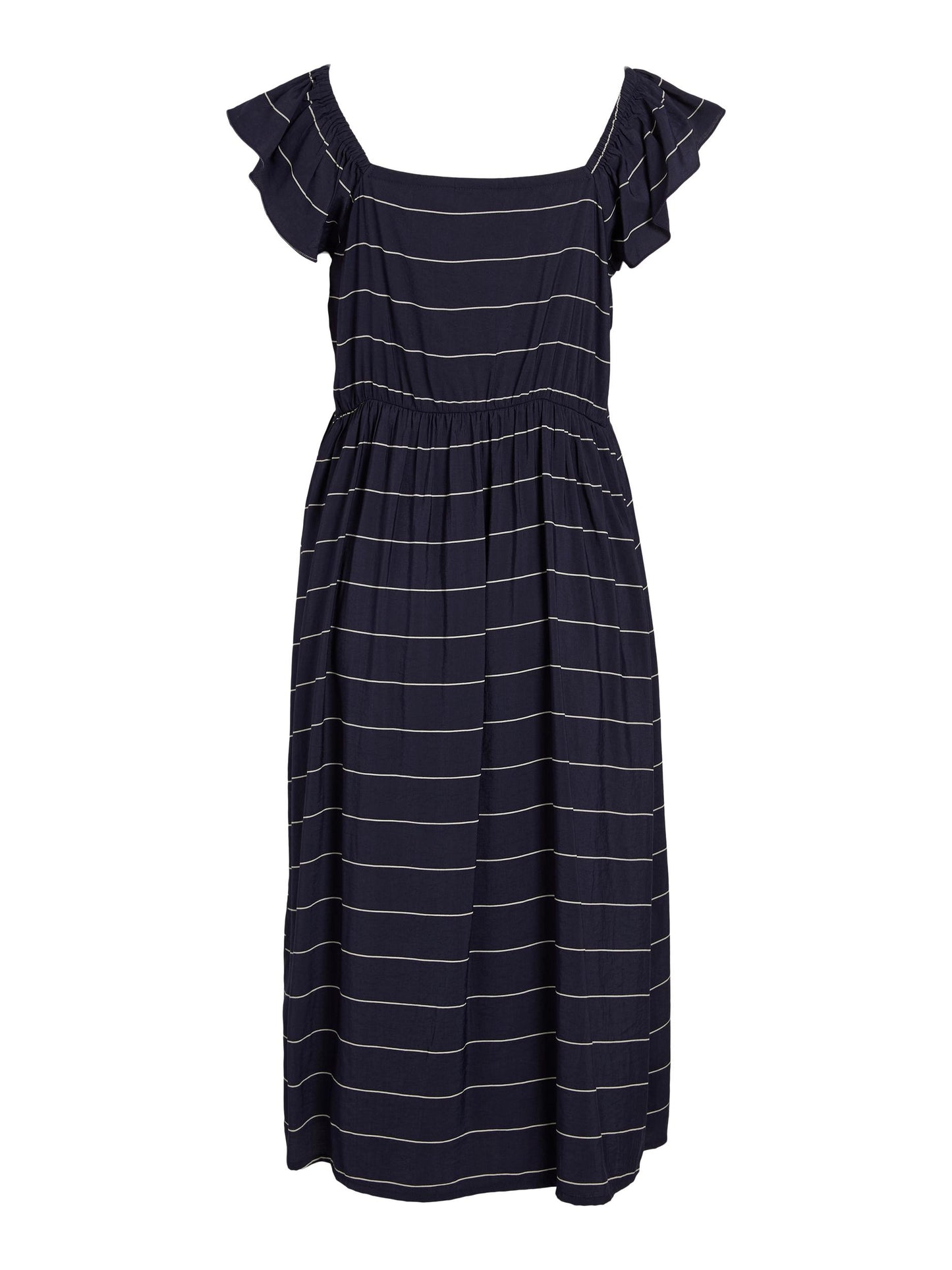 Vestido maxi a rayas.