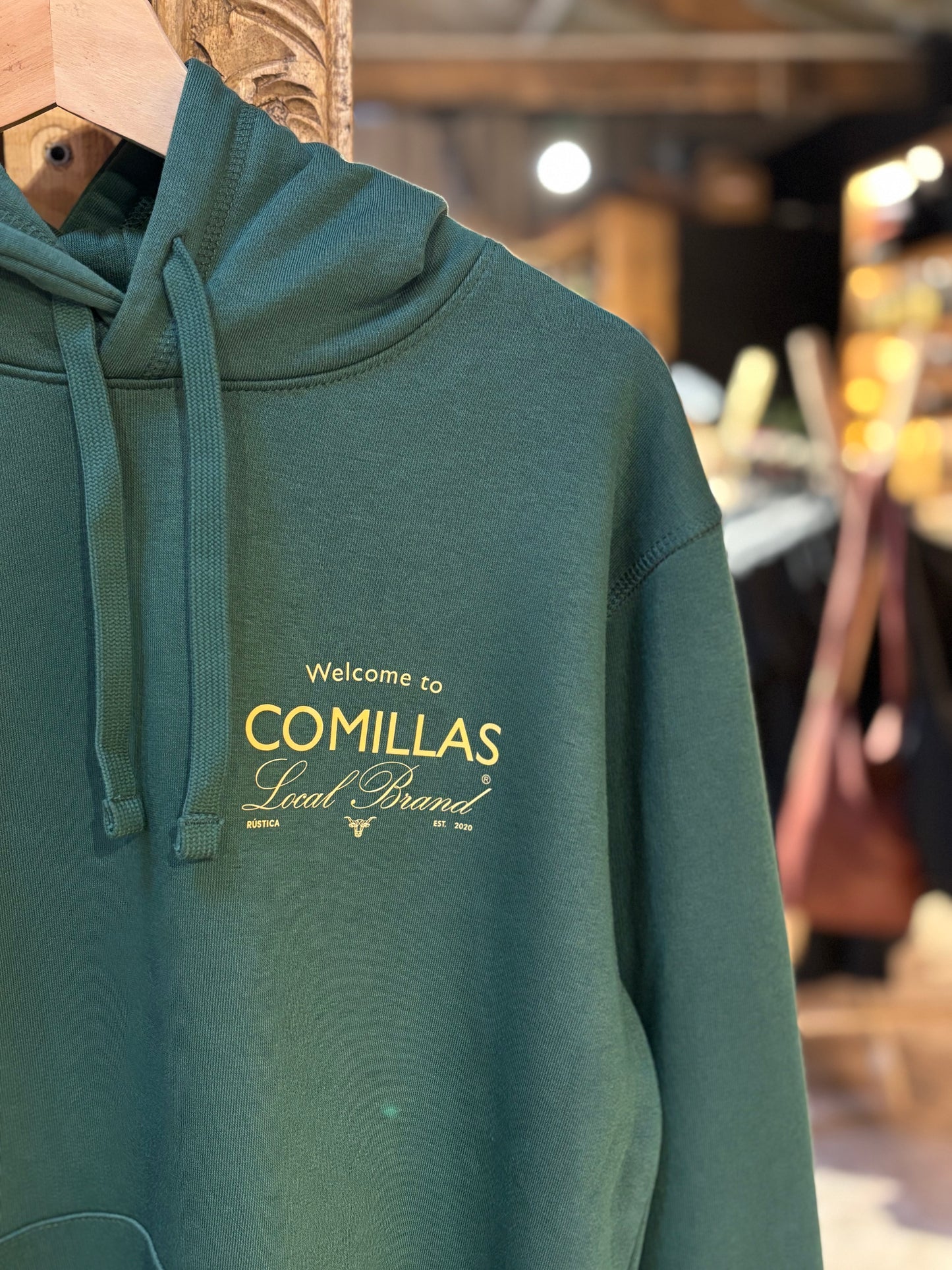 Sudadera RÚSTICA "welcome"  bottle green.