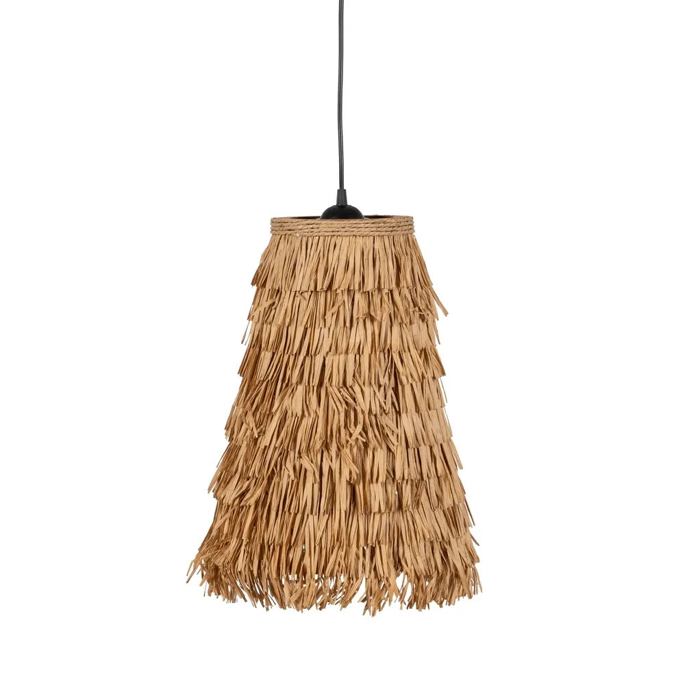 Lámpara techo fibra natural.