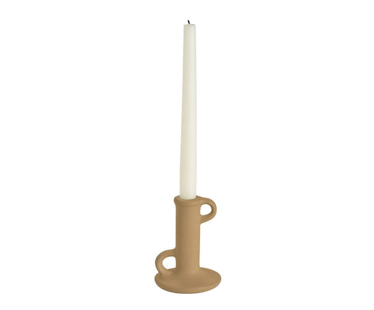 Candelabro cerámica beige.