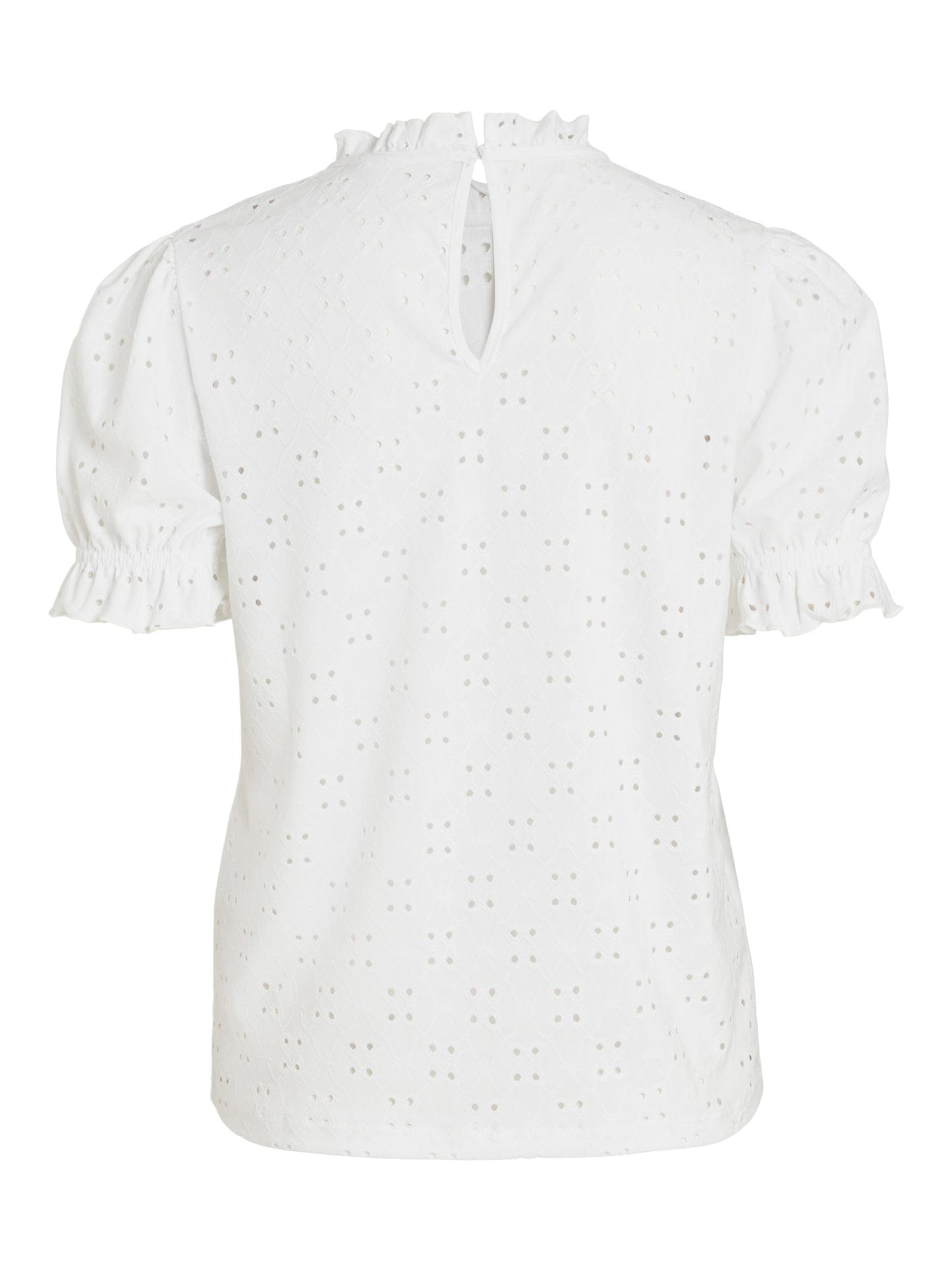 Top de punto con bordado blanco.